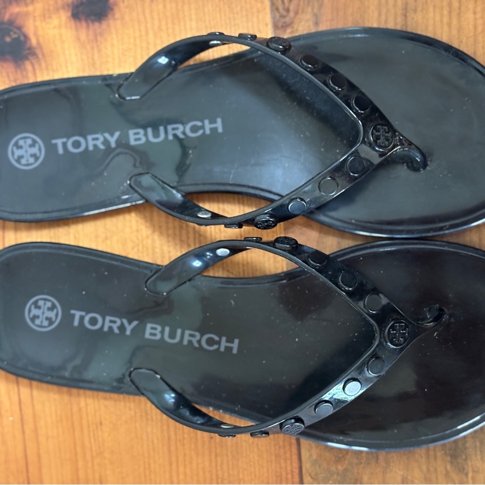 Tory Burch Glossy Black Sandals Size 7. Worn a few times. No box